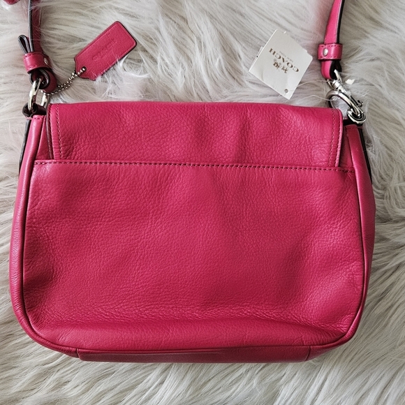 Coach pink berry leather mini flap crossbody bag handbag - Picture 7 of 14